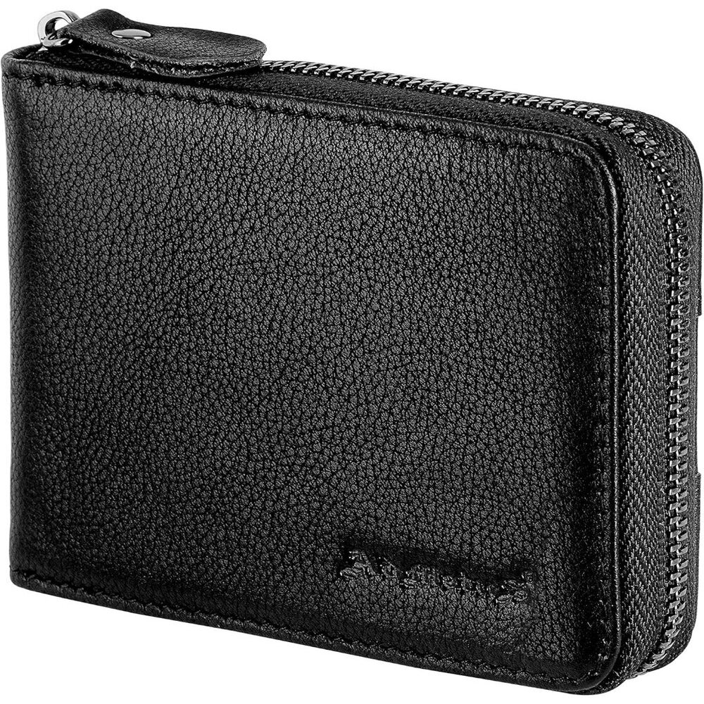 Men's Leather Black Bifold Beautiful Small Wallets Credit Card Zipper Around
